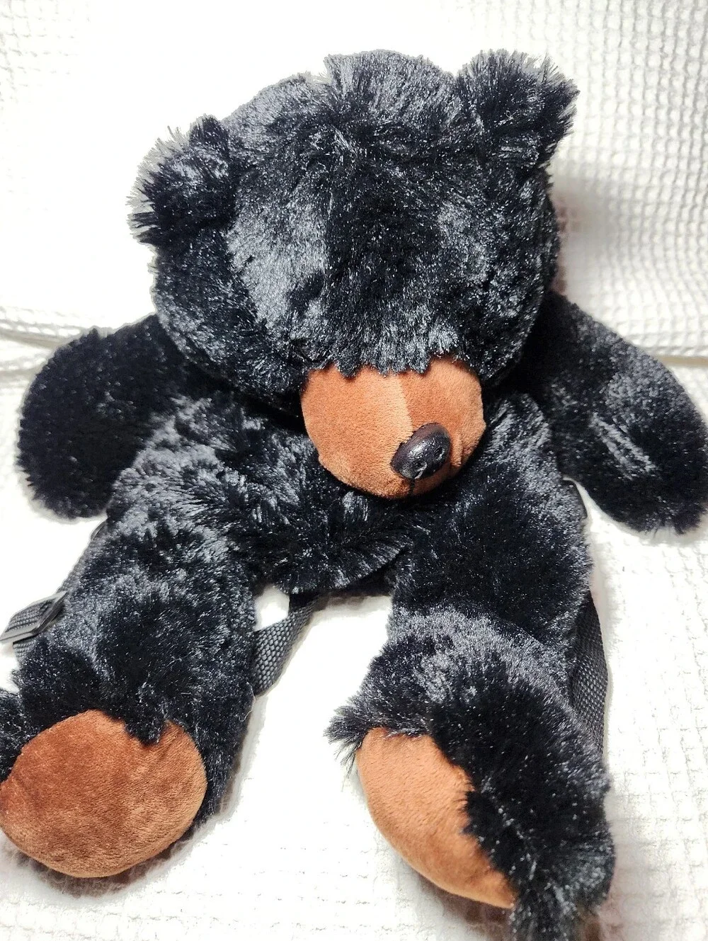 Plush Black Bear Kids Backpack - Soft Teddy Design